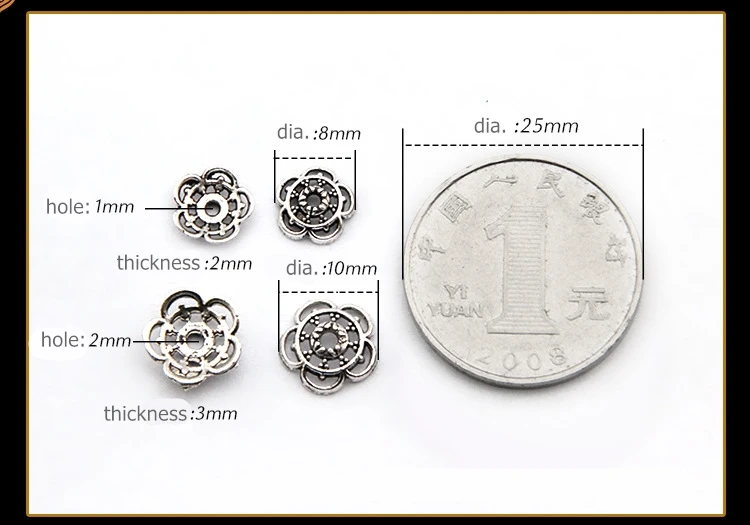 

50pcs 8mm/10mm Tibetan Antique Silver Color Flower Bead End Caps For Jewelry Making Findings DIY Accessories Wholesale