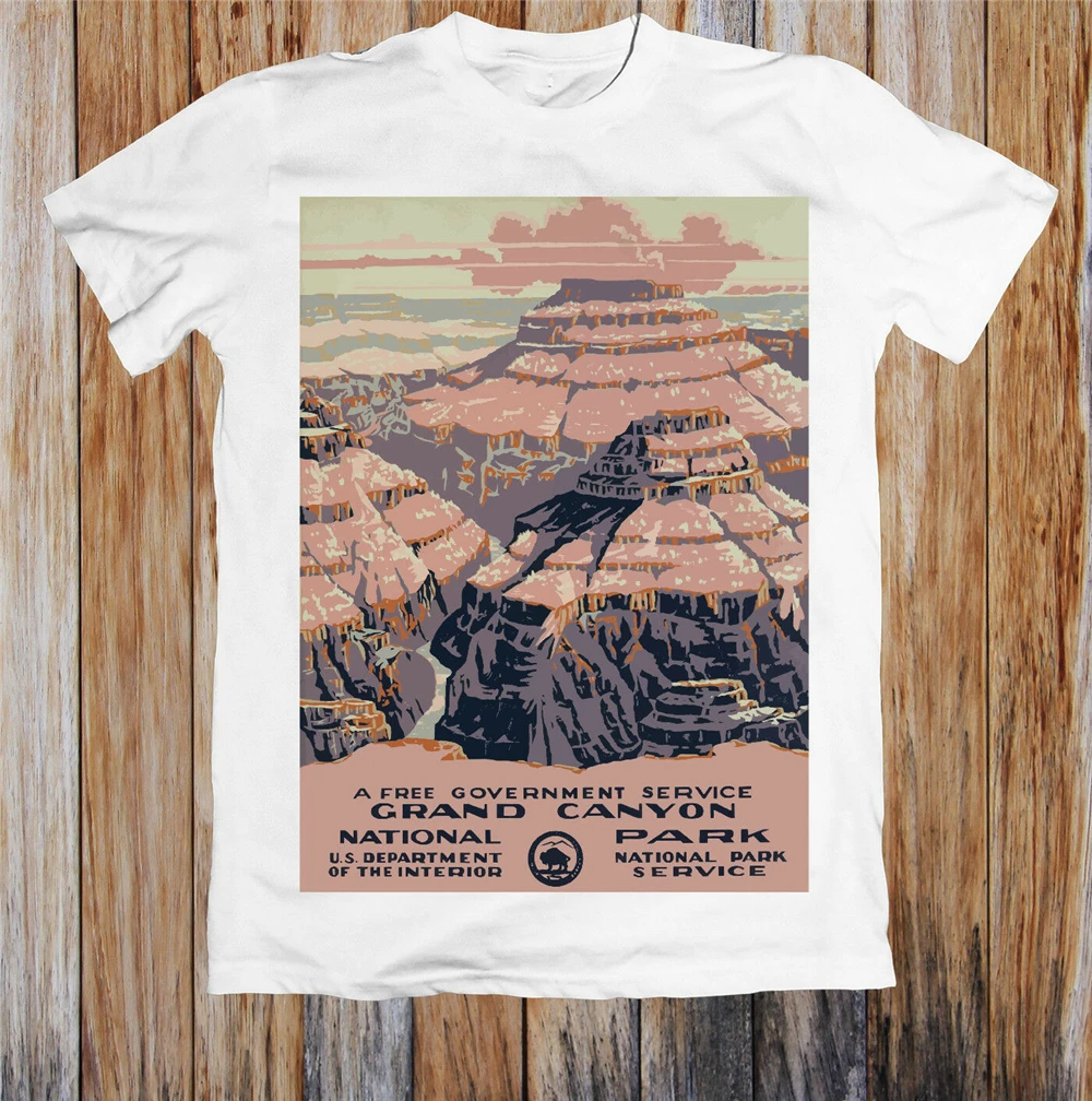 Винтажная дорожная плакат Grand Canyon унисекс футболка Diy Prited футболка| |