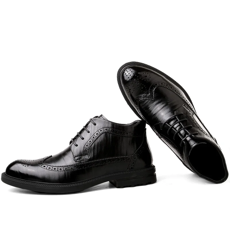 Мужские ботинки-оксфорды MVVT из натуральной кожи зимние деловые полуботинки |