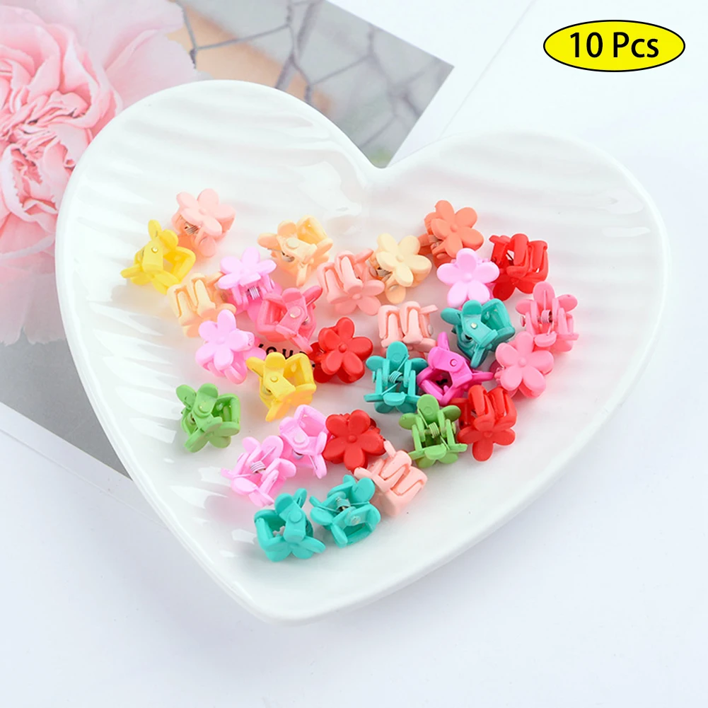 

10Pcs Women Girls Mini Hair Clips Small Flowers And Star Hair Clips Claw Multicolored Hair Clips Accessories