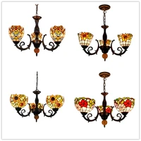 european style creative moroccan style stained glass restaurant bedroom bar club balcony 3 heads chandelier lamps