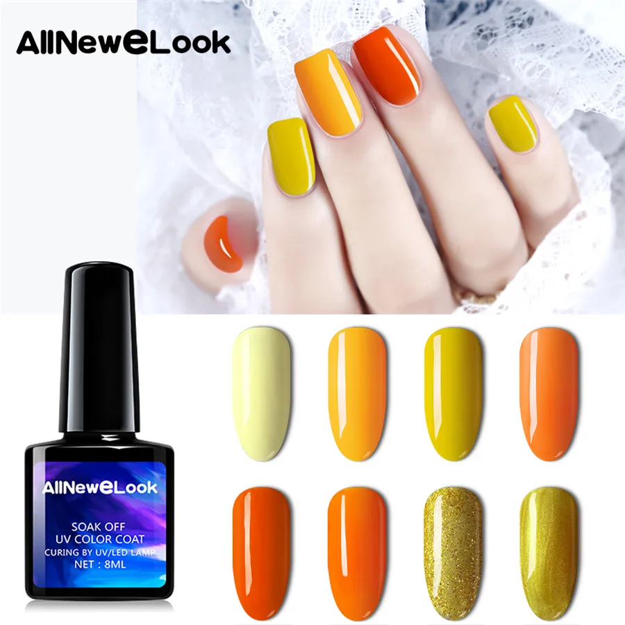 Allnewelook летний Гель-лак для ногтей желтый Полупостоянный цветной стойкий 8 мл замачиваемый УФ-Гель-лак УФ светодиодный грунтовка для ногтей