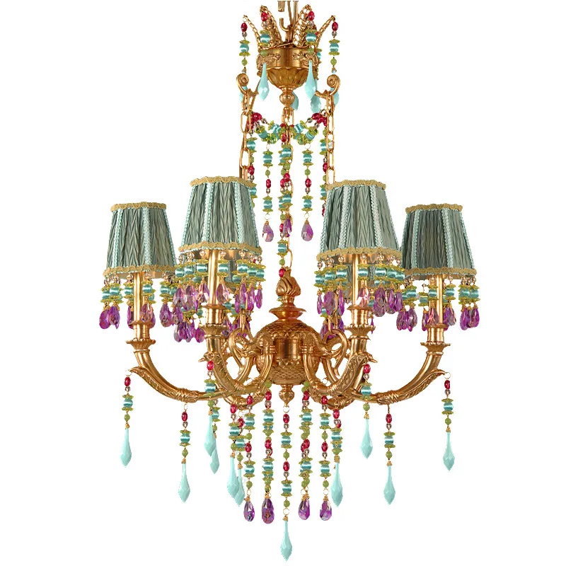 

French style chandelier color creative villa lamp living room bedroom copper chandelier