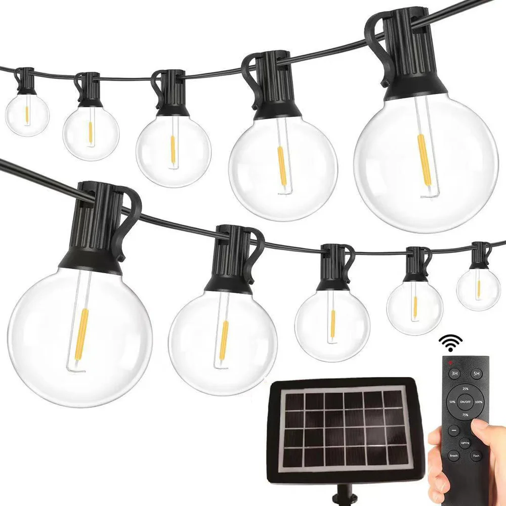

Рождественская светодиодная гирлянда на солнечной батарее, 7,6 м, 25 светодиодов, уличсветильник освещение G40, зимняя гирлянда для сада, Новог...