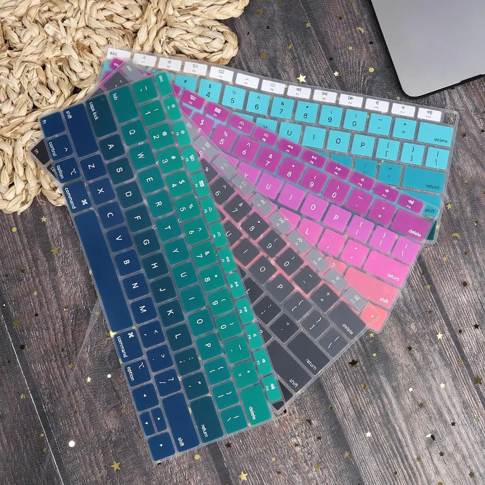 Английская Водонепроницаемая Пылезащитная крышка клавиатуры для Macbook Air 13 A1932 Touch ID градиентный цвет американская Защита клавиатуры