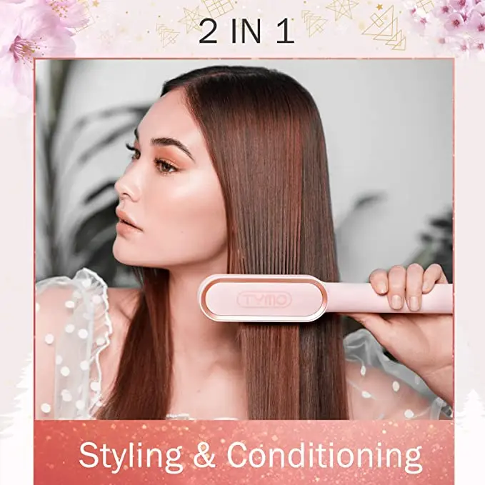 

220V Heating Iron Men Beard Hair Straightener Ceramic Curler Professional Heated Comb Women Electric Hair Brush Straightener Dry