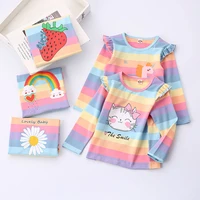 rainbow printing hoodie sweatshirts for girls 2020 spring and autumn new style long sleeve 100 cotton stripe baby clothing