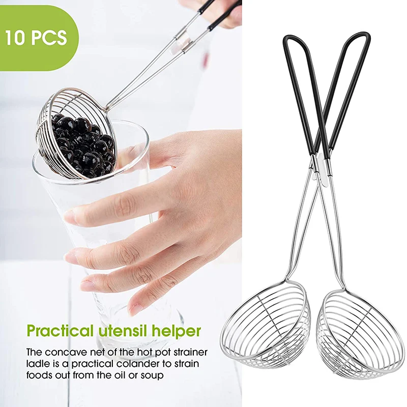 Hot Pot Strainer Scoops Stainless Steel Hot Pot Strainer Spoons Mesh Skimmer Spoon Asian Strainer Ladle with Handle images - 6