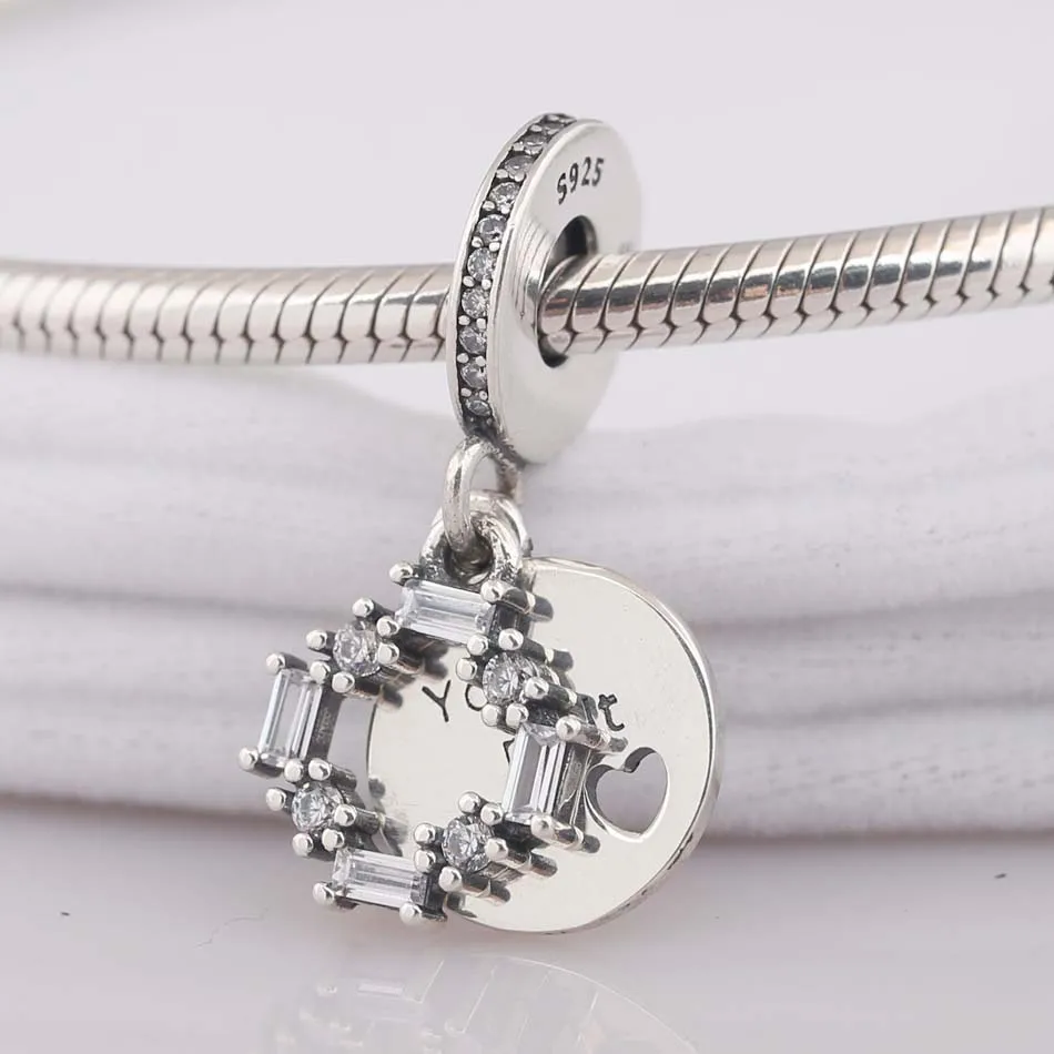 Ледяной браслет с надписью Love Heart You Melt My с подвеской из кристаллов, подходит для 925 пробы, серебряного шарма, браслета Pandora, ювелирные изделия Diy