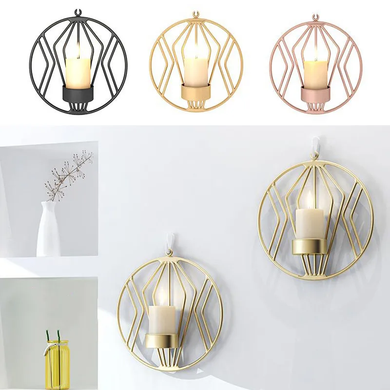 3D геометрический круглый железный подсвечник в скандинавском стиле бра для