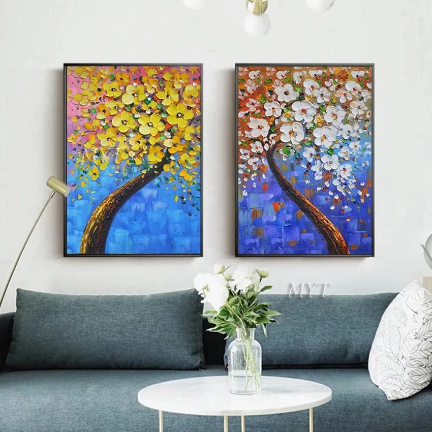 

3D Knife Flower Paintings Oil Painting On Canvas For Living Room Home Decor Picture Wall Art Paintings 100% Handpainted Unframe