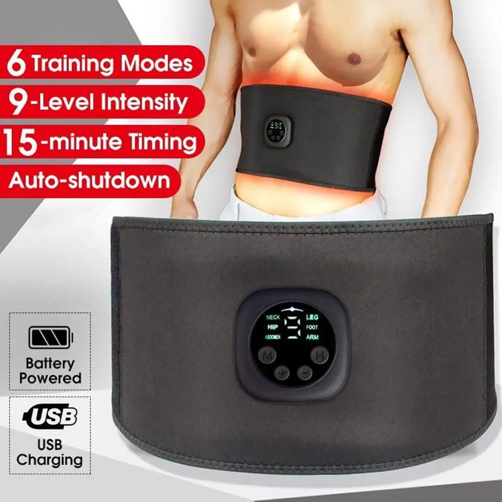 Унисекс EMS стимулятор для мышц брюшной полости USB ABS фитнес-пояс коррекции заряда