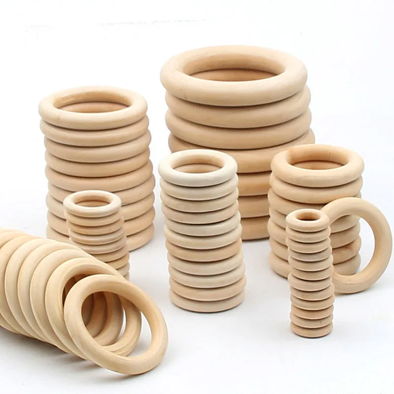 

5pcs 55/65mm Natural Wood Baby Teething Ring Children Kids Toys Baby Teethers Accessories DIY Wooden Jewelry Handmade Crafts