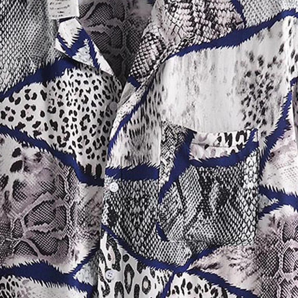 Men's Leopard Shirt summer short sleeve shirt men fashion causal shirt tops male shirt