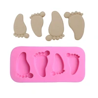 4 hole cute baby feet shoes silicone fondant mold cake decorating moulds christmas kitchen baking tools