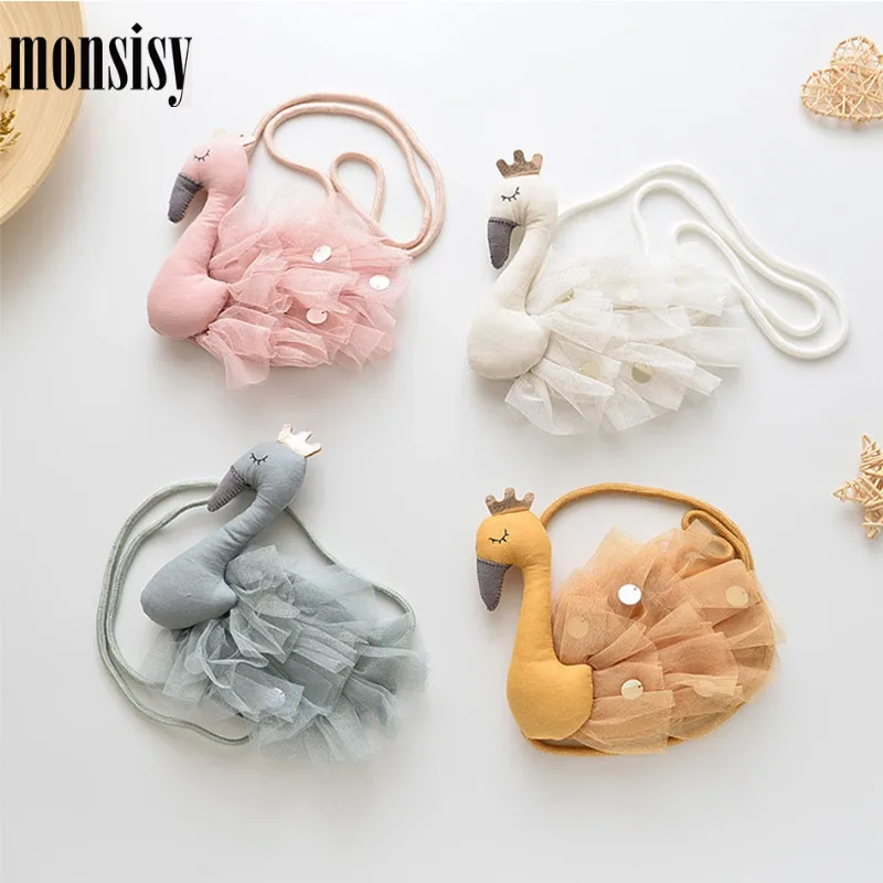 Monsisy новая сумка с лебедем для девочек кошелек и сумочка Детский блестящая