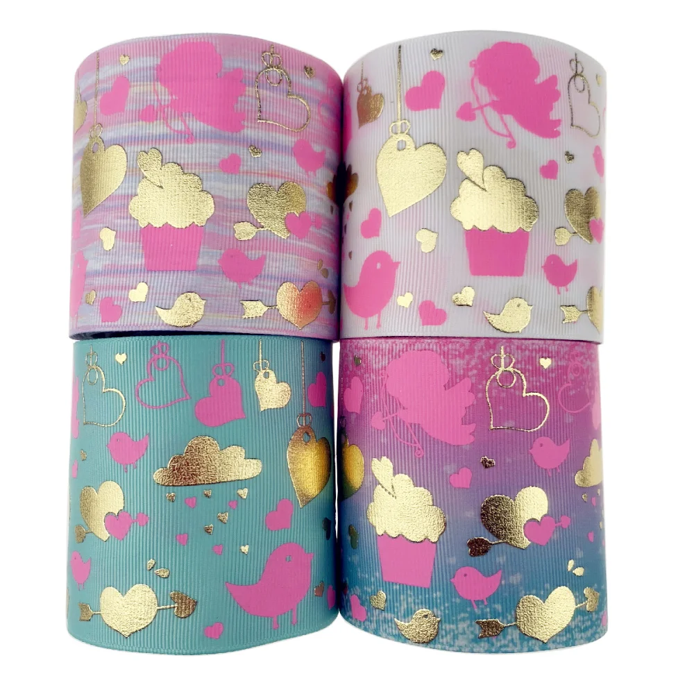 75 мм Новый Дизайн День Святого Валентина Золотая фольга голограмма корсажная