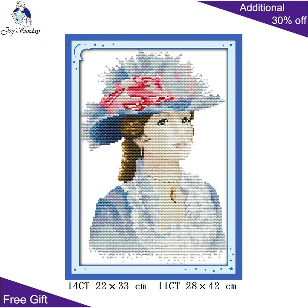 Joy Sunday элегантная дамская вышивка R614(2) 14CT 11CT подсчитанный и отпечатанный домашний