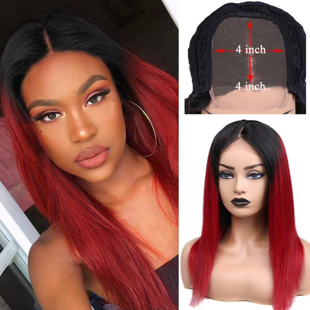 Бразильские парики 4*4 с закрытием шнурка прямые человеческие волосы Remy