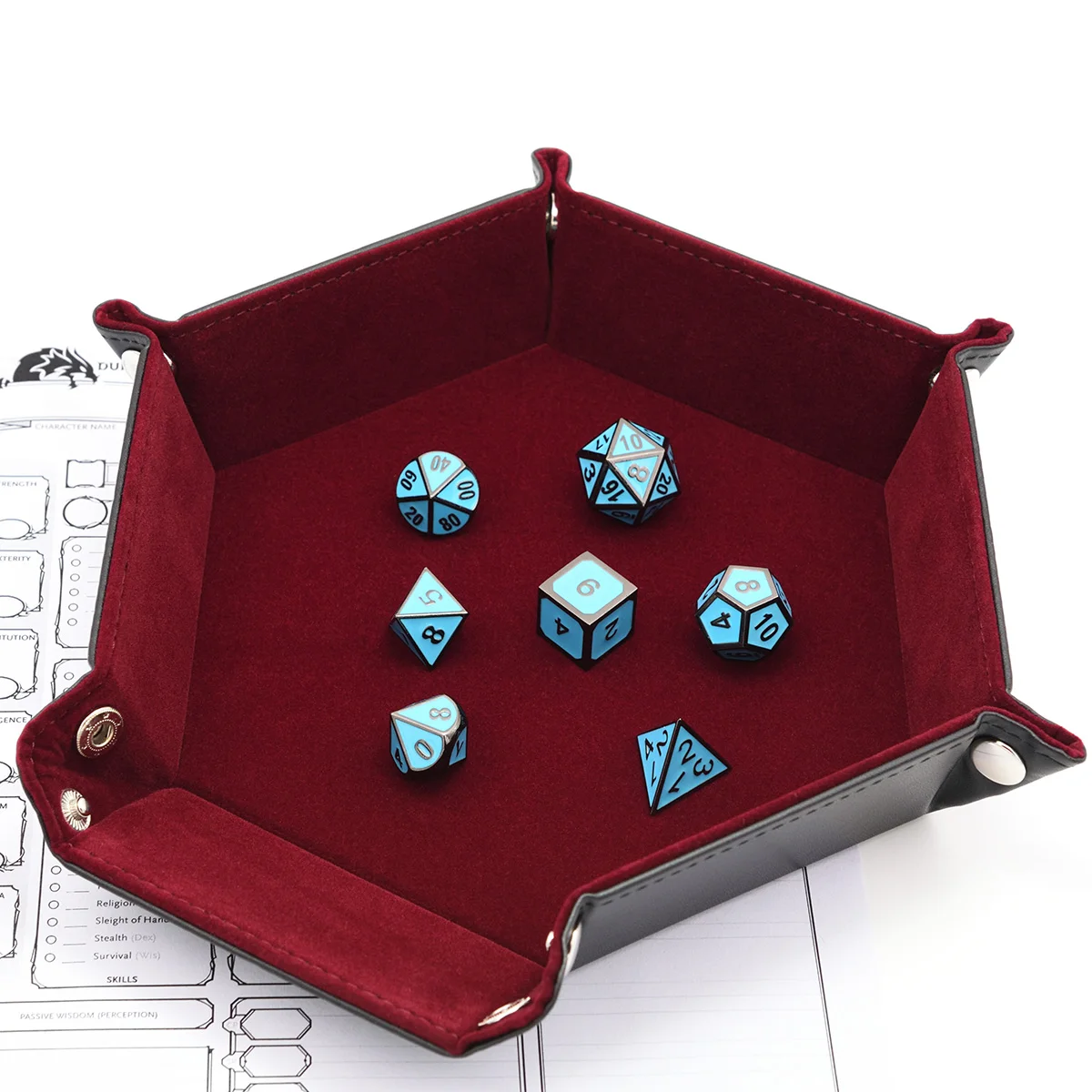 Шестигранный складной поднос для костей с красным бархатным покрытием игр в