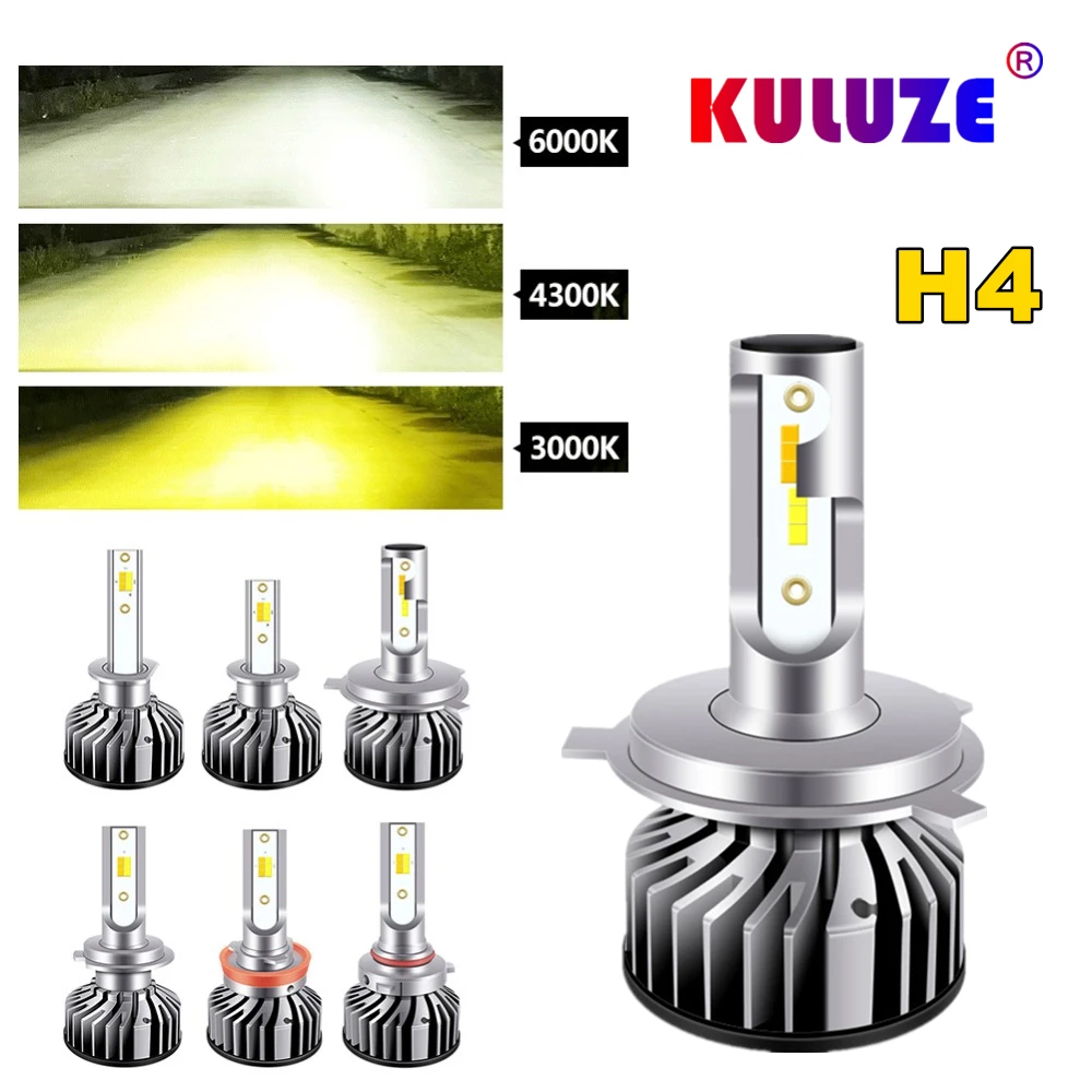 

KULUZE Car Headlight Bulbs H4 H7 Led H1 H3 H11 H27 9005 9006 9012 3 Color Change 6000K 3000K 4300K Auto Fog Lamps