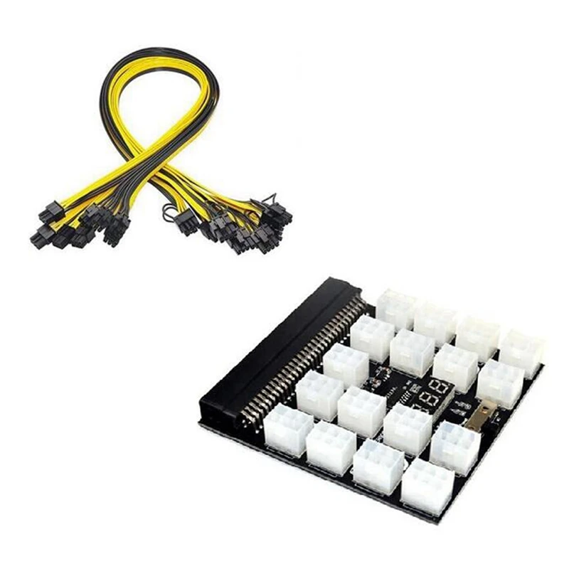 

Power Module Breakout Board for HP 750W 1200W PSU Server Power Conversion +17Pcs 60cm 6Pin to 8Pin Power Cable for BTC