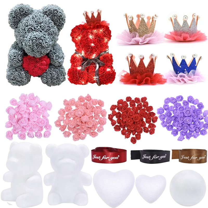 Пенополистирол пенопласт медведь роза форма в форме сердца искусственный цветок