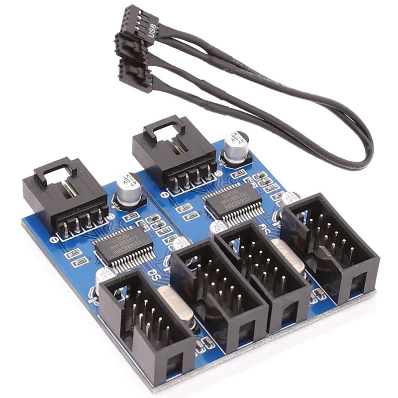 

9Pin USB Header Male 1 to 2/4 Female Extension Cable Card 9-Pin USB HUB USB 2.0 9 Pin Connector Adapter Port Multiplier
