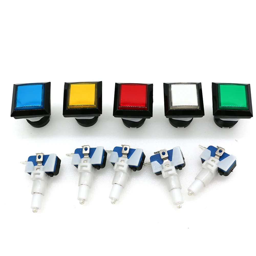 33mm Square Game Push Button Arcade 5V 12v LED Momentary Illuminated Light Switch For Slot Pcb Board Vending Machine