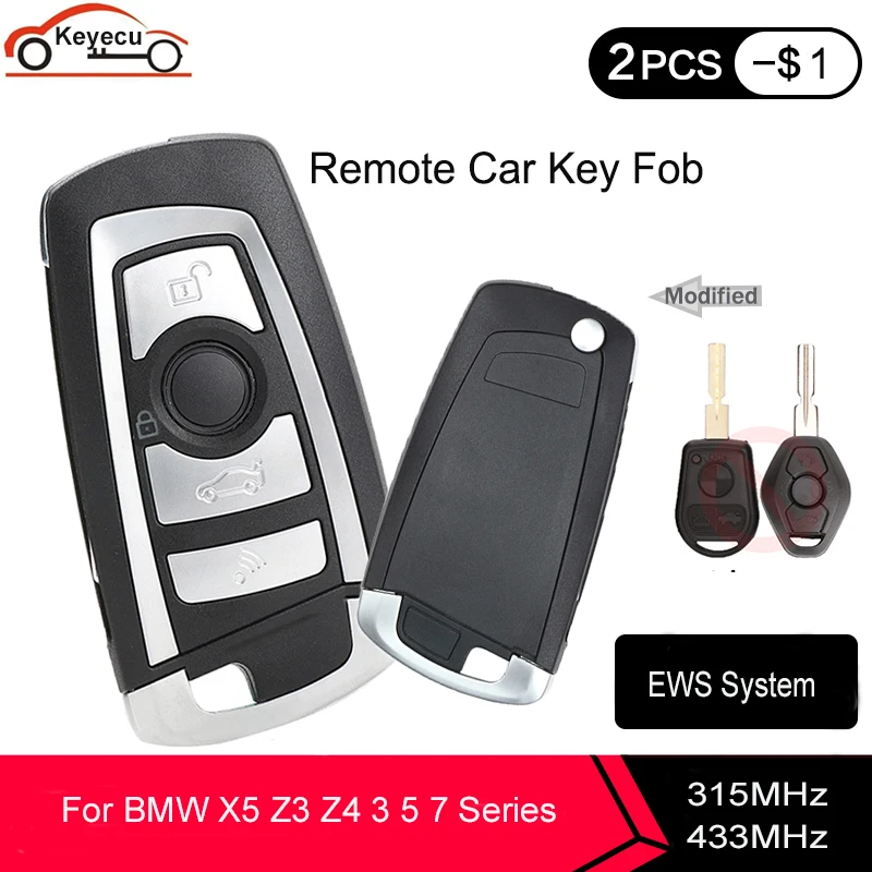 KEYECU EWS модифицированный дистанционный ключ с 4 кнопками 433 МГц ID44 чип HU58 для BMW 325 330