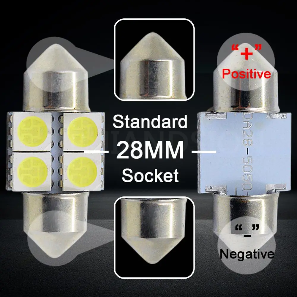 Светодиодный светильник для салона автомобиля 2 шт. 28 мм 5050 4SMD C5W|Сигнальная лампа|