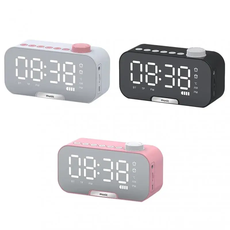 

Wireless Bluetooths Speaker FM Radio Sound Box Desktop Alarm Clock Subwoofer Music Player TF Card Bass Speaker Boom For Huawei