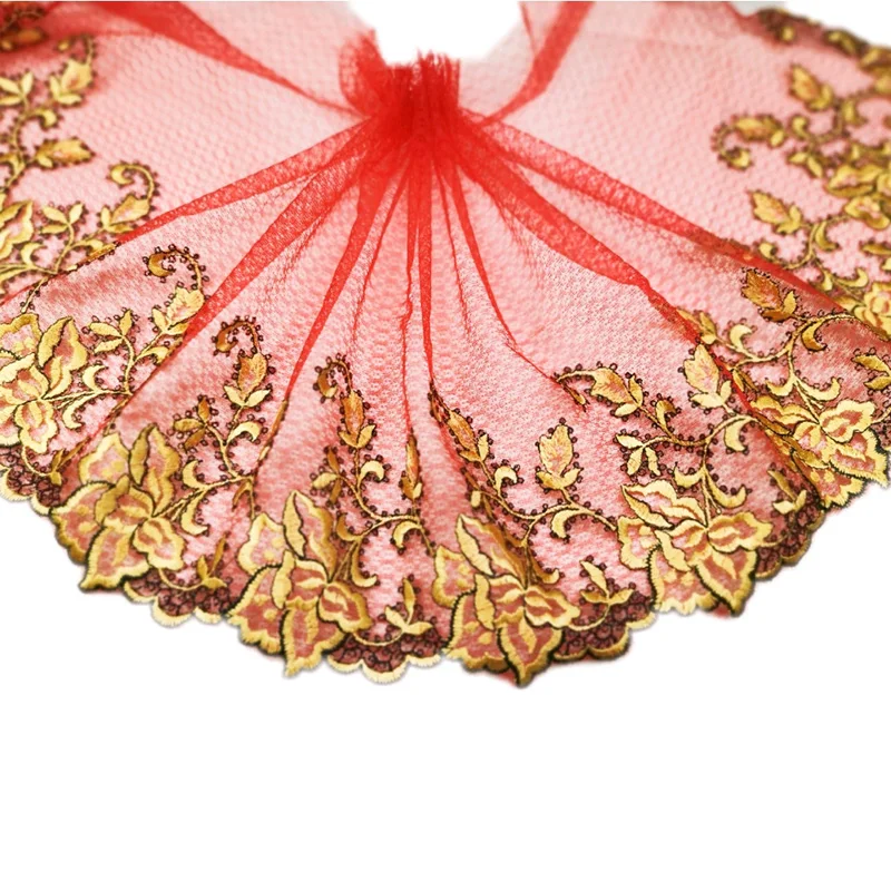 

10 метров вышитый сетка с кружевной отделкой Тюлевая лента свадебное платье край одежды DIY Швейное Ремесло фиолетово-красная ткань