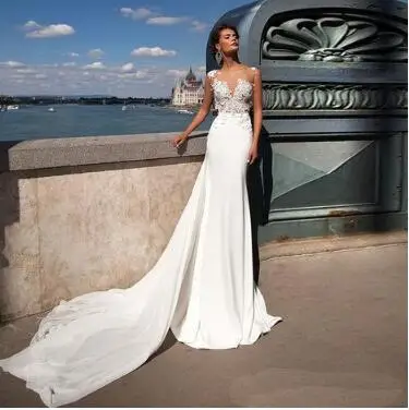 

New Cheap Beach Wedding Dresses Applique Lace Chiffon Wedding Gowns Cheap Vestido de noiva 2020