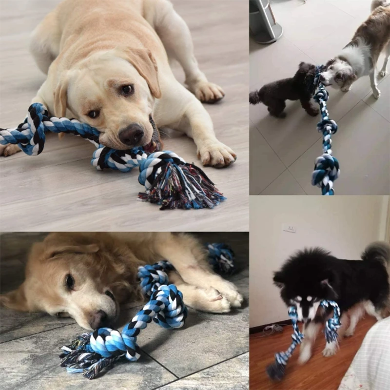 

2x Chewing Dog Leash Toys Large and Medium-Sized Dog Bite Rope Toy 3 Feet 5 Knots Suitable for Large Dog Teeth Cleaning