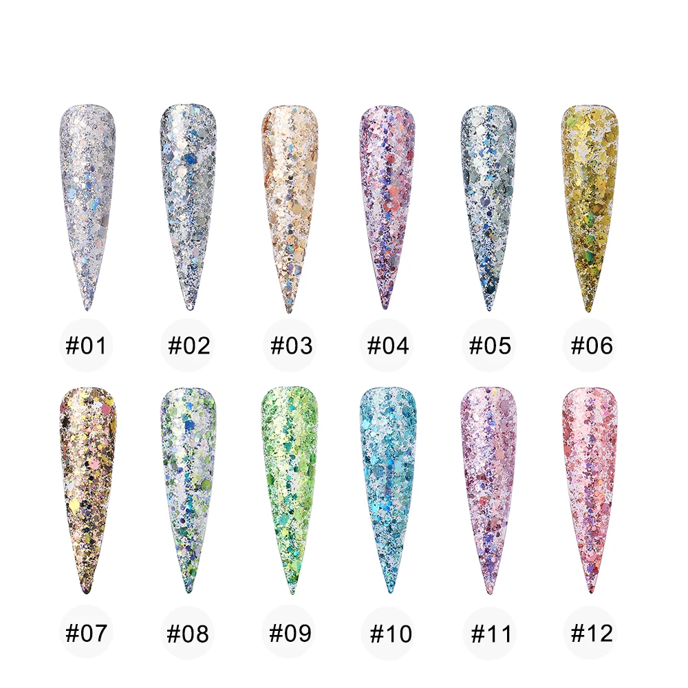 12 видов цветов/набор многоразмерный Набор для дизайна ногтей с шестигранной
