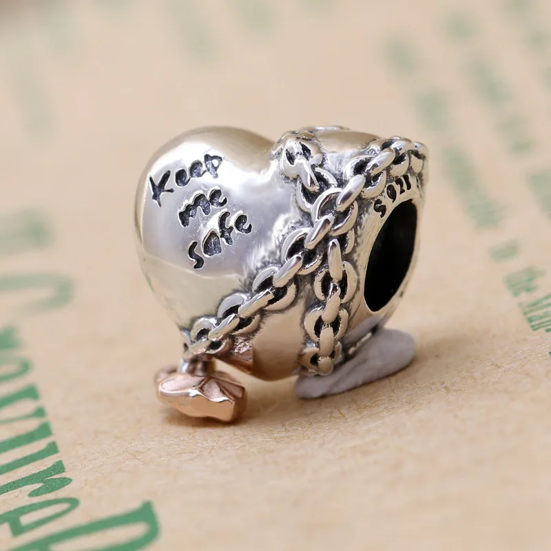 

Bewill S925 Sterling Silver Rose gold chain link heart charm Fit Original Bracelet Women Jewelry DIY Gift