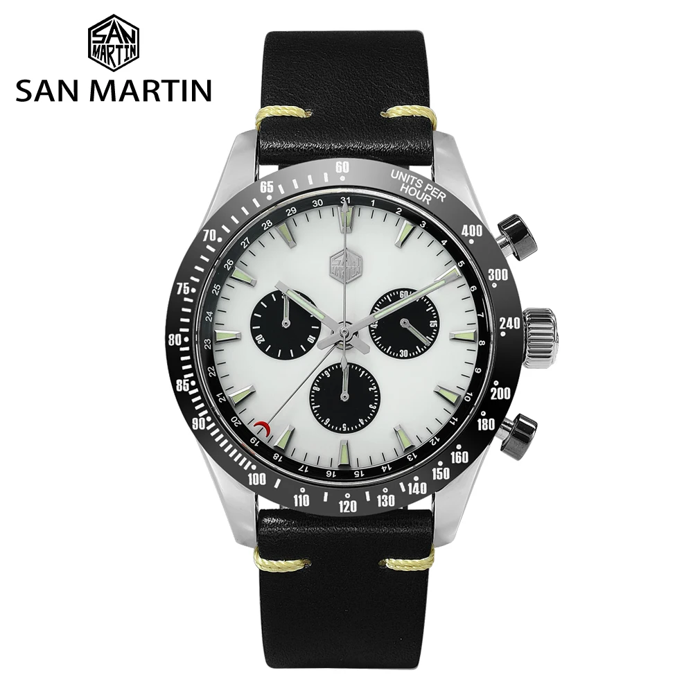 Кварцевые часы San Martin с хронографом Swiss Ronda 5040F из нержавеющей стали мужские