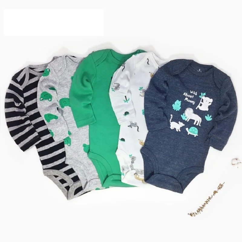Детское боди с длинным рукавом и круглым вырезом Одежда для новорожденных