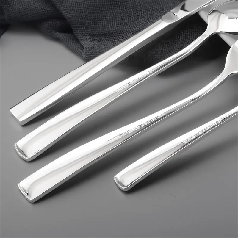 Посеребренный Обеденный набор столовые приборы из нержавеющей стали кухонная