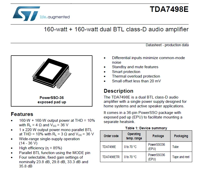 2*160 Вт TDA7498E мощность цифровой усилитель доска аудио 2,0 HIFI стерео класса D BTL 220 Вт DC12V-36V AMP
