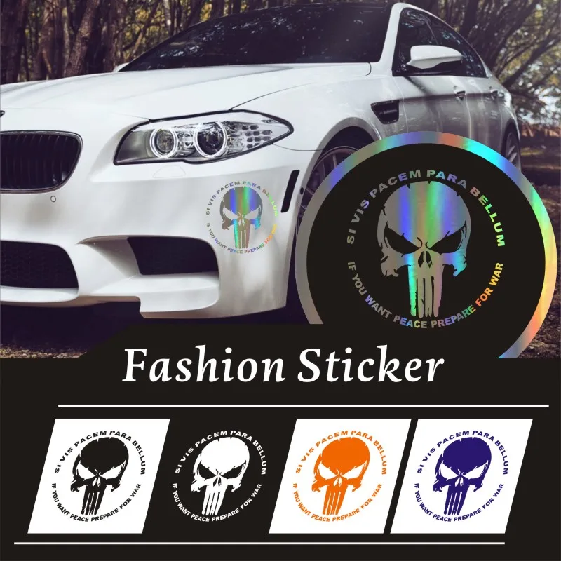 

16*16cm Cool Punisher Skull Car Sticker Car Bumper Stickers and Decals Car Styling Decoration Door Body Window Vinyl Stickers