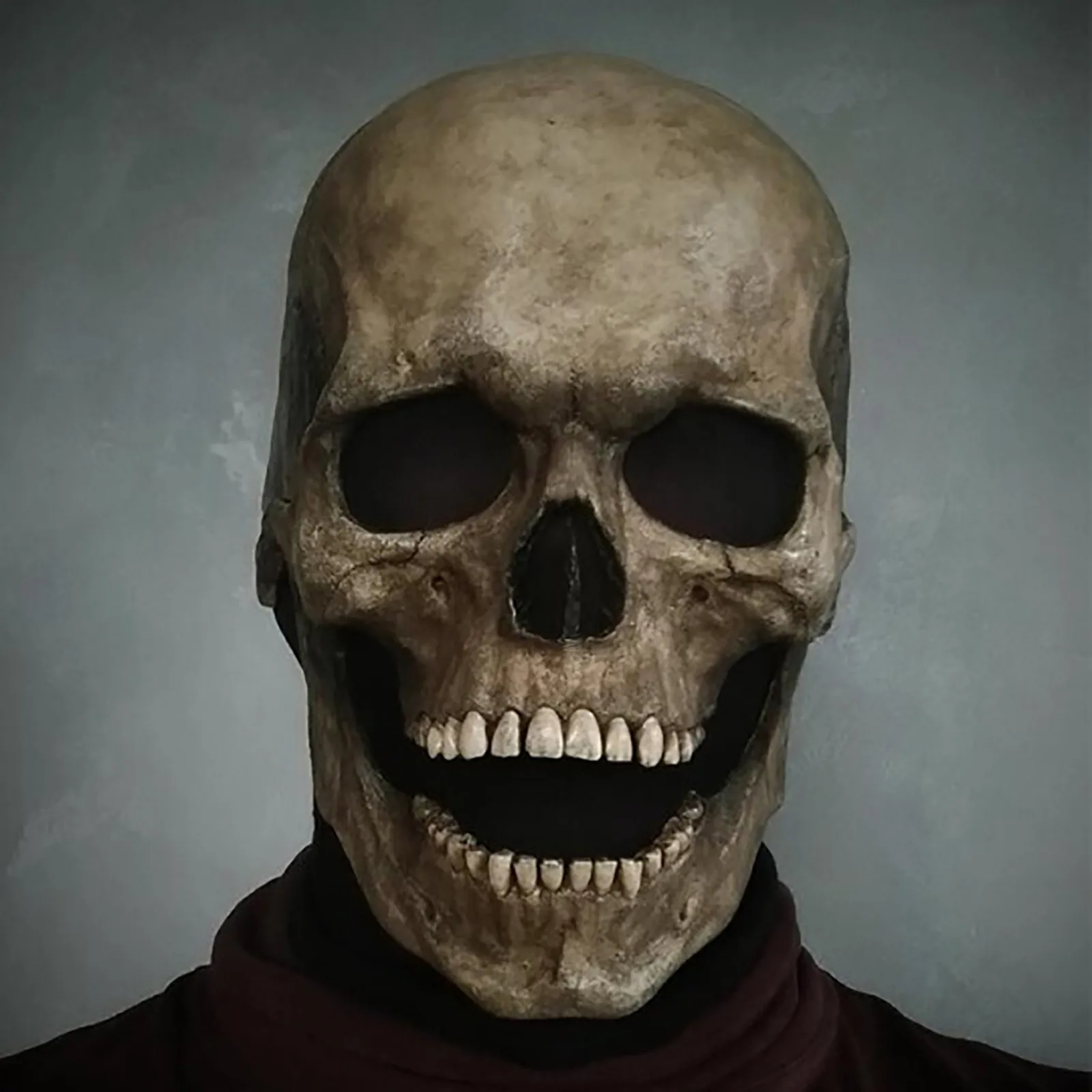 Halloween Horror Full Head Skull Mask Helmet Movable Jaw Funny Cosplay Party Masquerade Man Woman Real Masks | Игрушки и хобби