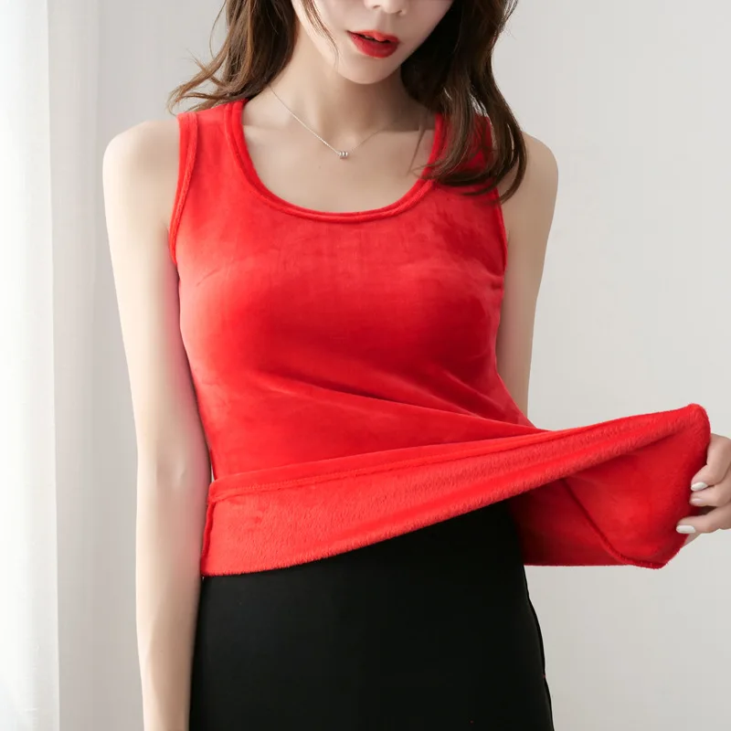 Autumn Winter Women White Warm Vest Slim Corset O-Neck Sleeveless Female Sexy Tops Ladies T-Shirt Underwear