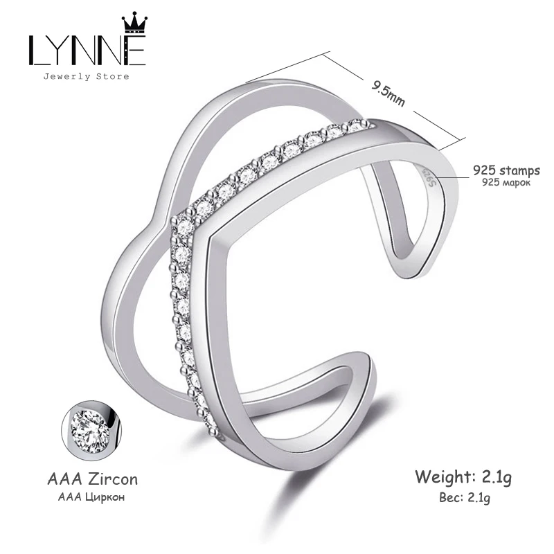 Женское кольцо из серебра 925 пробы с V-образным фианитом | Украшения и аксессуары