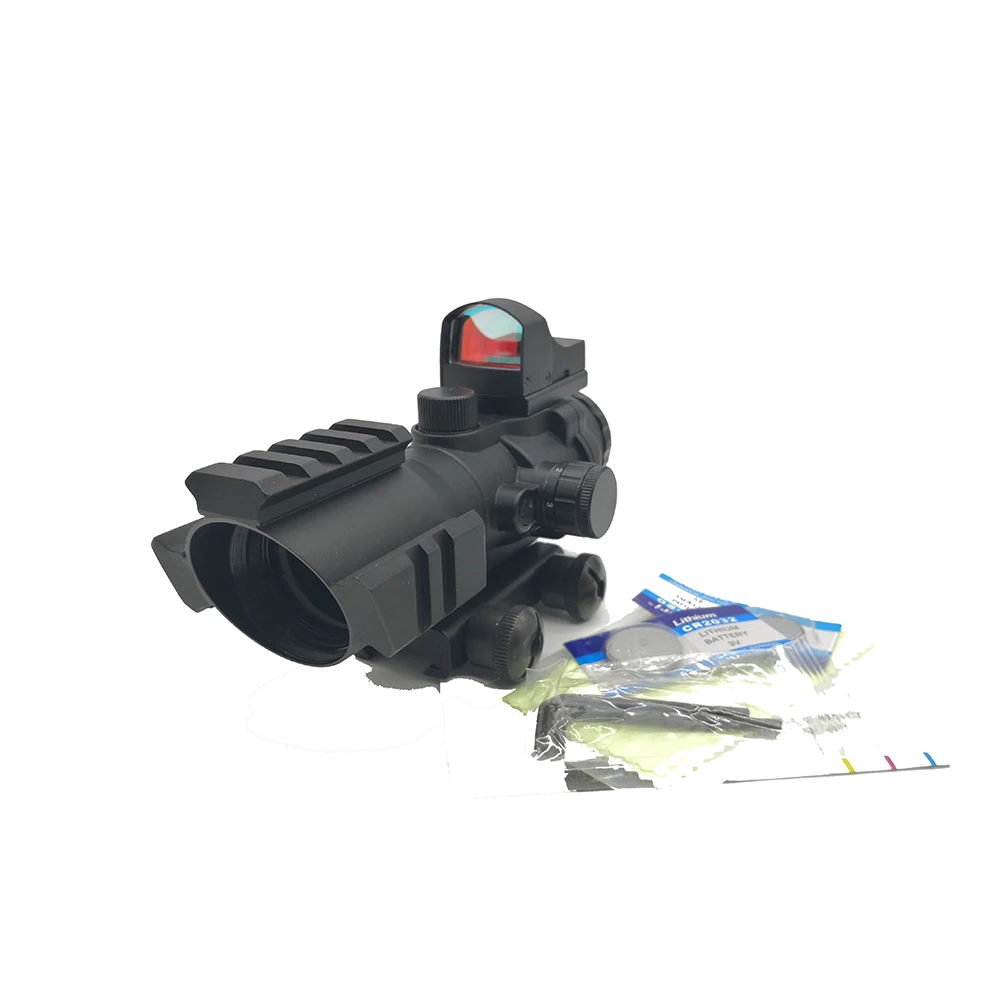 

Tactical 4x32 Acog Riflescope Red Green Blue Illuminated Airsoft Sniper Magnifier with HD107 Red Dot Sight Fit 20mm Rail Mount