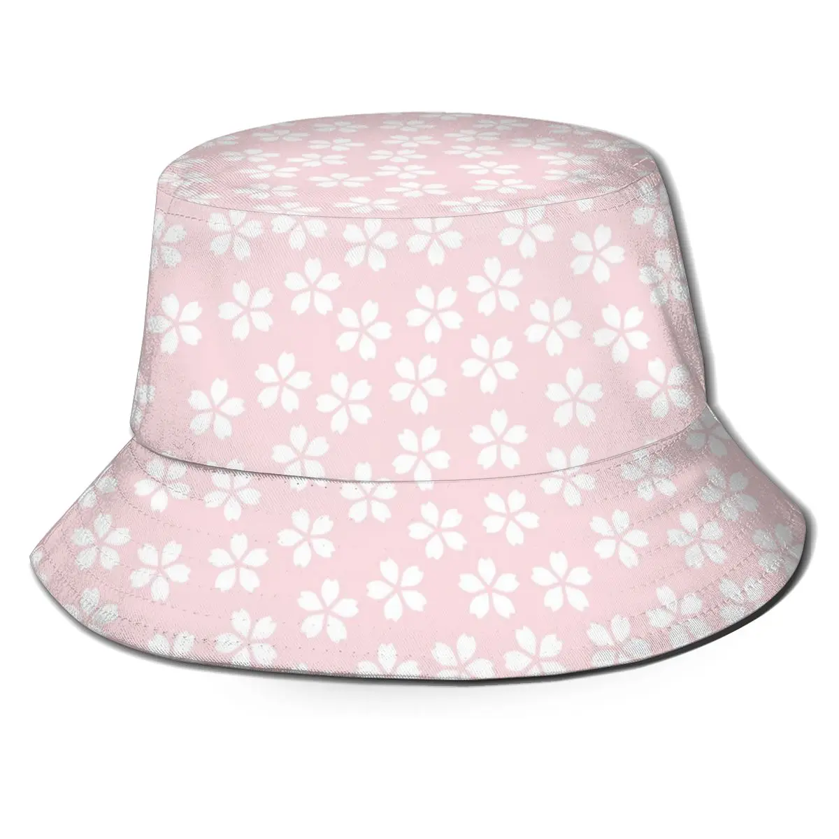 

CINESSD New Fashion Bucket Hats Fisherman Caps For Women Men Gorras Summer Pink Cherry Blossom Flowers