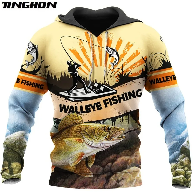 

Fashion Men Hoodie Beautiful Walleye Fishing 3D Printed Harajuku Sweatshirt Unisex Casual Jacket Pullover sudadera hombre XS-7XL