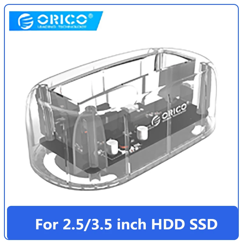 

ORICO 6139U3 Hard Disk Station 2.5/3.5 inch HDD SSD Transparent Docking Station USB3.0 Type-B to SATA Hard Disk Adapter(EU/US)