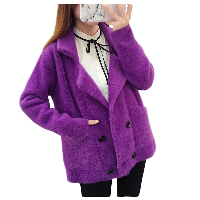 NEW European Fashion Shaggy Coat Youth Clothing Elegant Women Blazer Short Fur Outerwear Autumn/Winter Imitation Mink Jacket 409